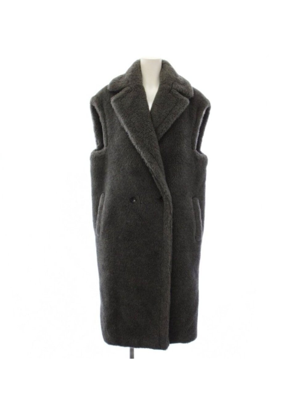 Max Mara Teddy Bear Long Vest Gilet Gray XS